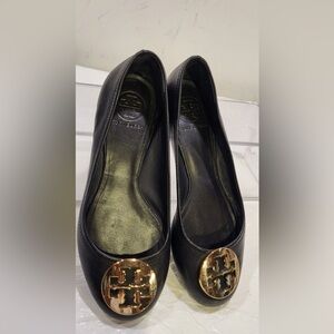 TORY BURCH Reva black leather ballet flats